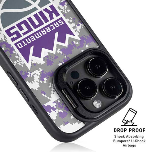 NBA Sacramento Kings Purple Digi Camo iPhone 15 Pro Kickstand Case